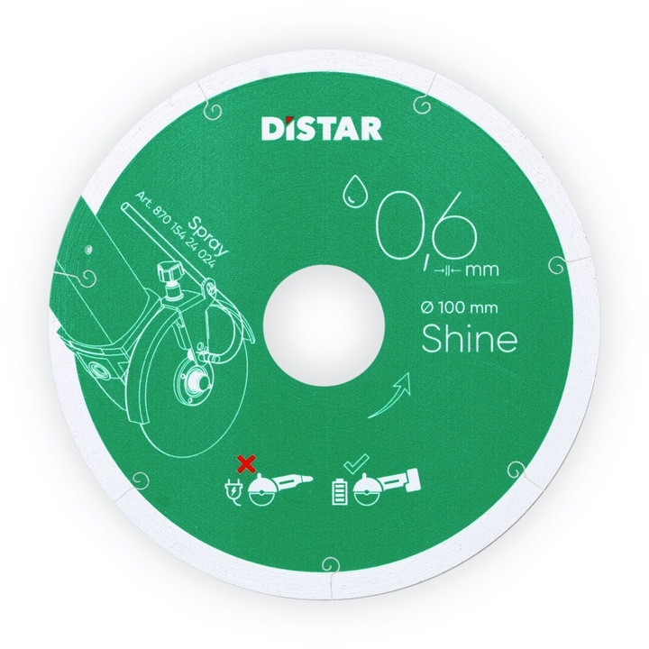 Disc diamantat Distar Shine, diametru 100 mm, grosime 0.6 mm