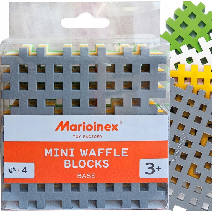 Set 4 baze Waffle Marioinex, gri alb galben verde, 2D 3D