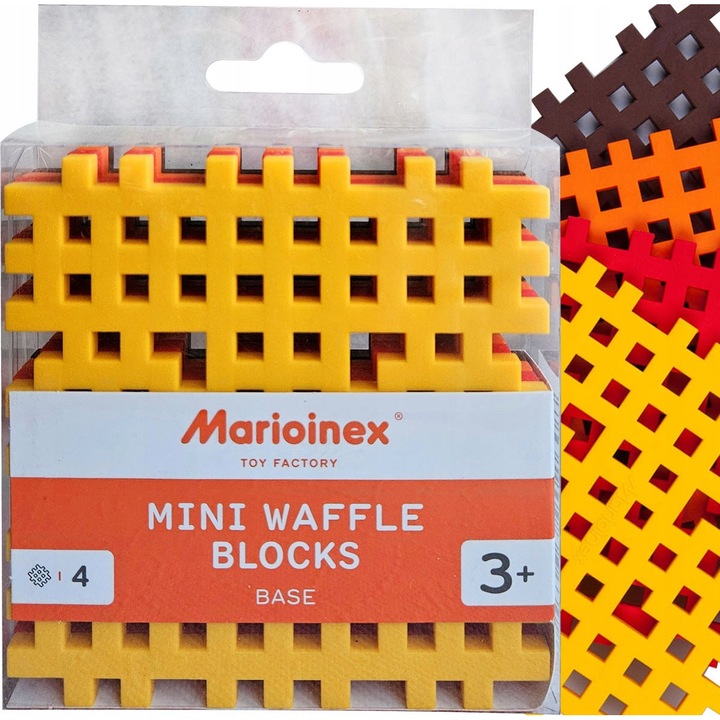 Set 4 baze Marioinex Mini Waffle, culori vibrante, plastic sigur, 2D si 3D