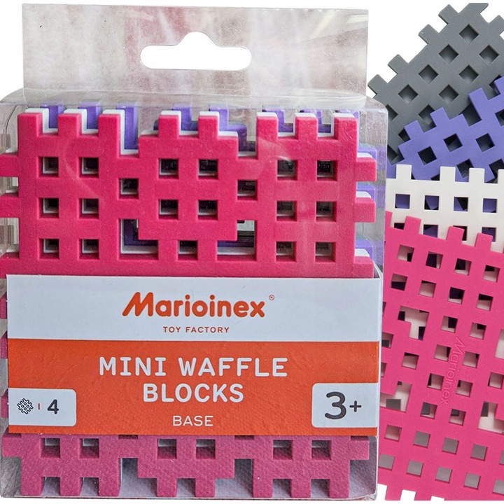 Set 4 baze Mini Waffle, Marioinex, roz, violet, alb, gri, 10x12x2cm