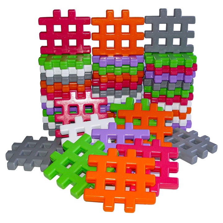 Set Cuburi Marioinex Wafle 55 Piese, Culori INSTA, Sigur pentru Copii, Material Ecologic