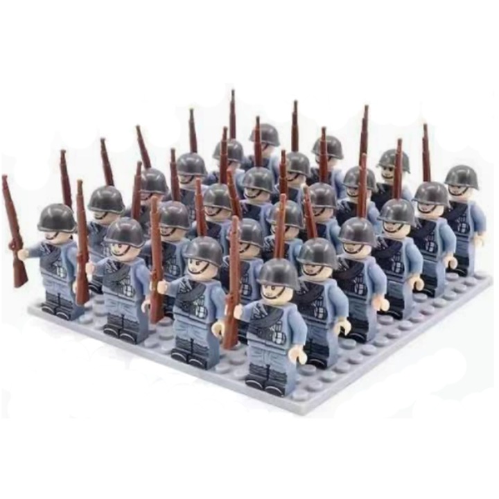 Комплект за изграждане на военни минифигури, Lucky, 100 части, войници и оръжия, за 9-12 месеца