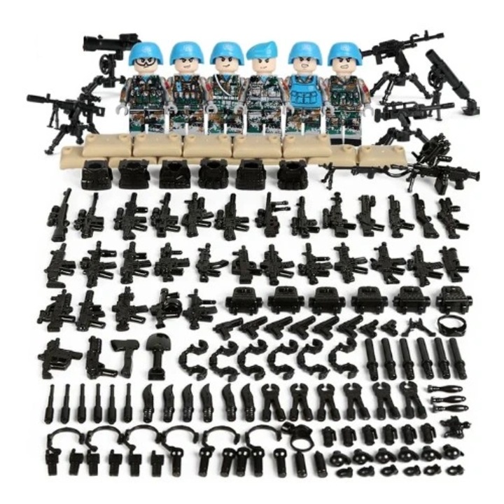 Minifigurák építőelemekkel a Hadsereg, Haditengerészet és Légierő témában, kis darabos építőjátékok