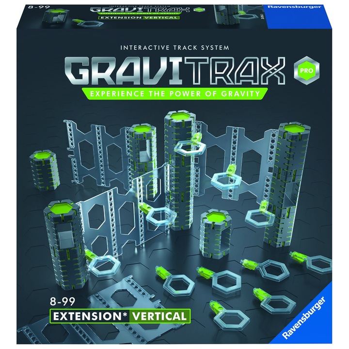 Set extensie vertical GraviTrax Pro, 33 piese, pereti si stalpi, pentru constructii tridimensionale, Ravensburger