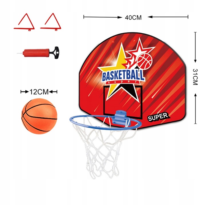 Kosárlabda szett, Askato, 12 cm-es labda, többszínű