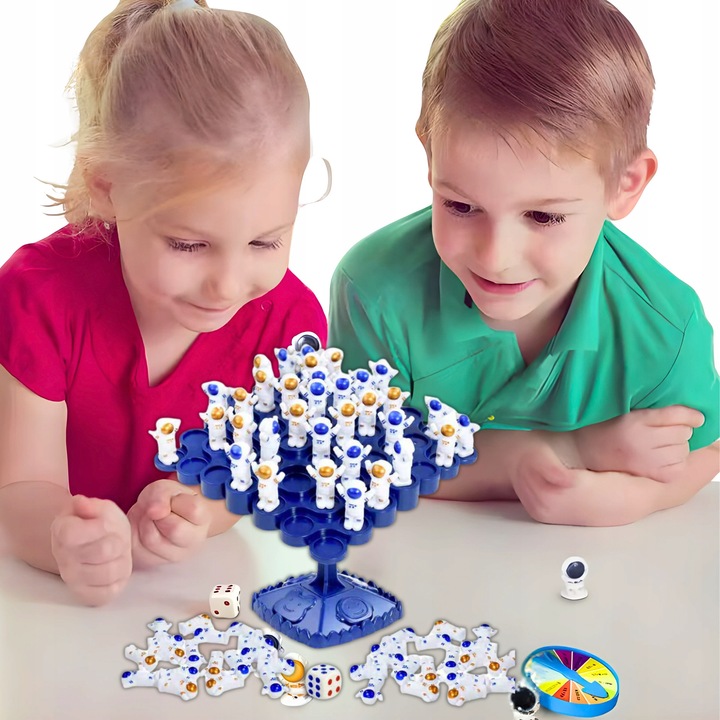 Joc interactiv DK, Astronaut Balansand, set cu platformă și astronauti colorati, 3 ani, albastru/auriu