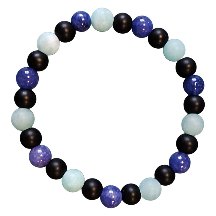 Bratara din amazonit 8mm, kyanit 6mm, turmalina mata 6mm, set