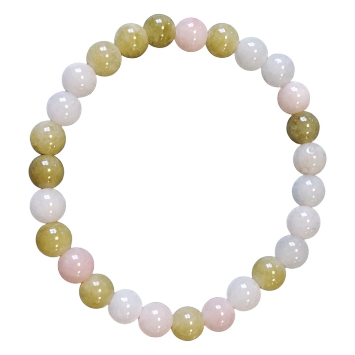 Bratara din peridot natural 8mm si cuart roz mat 8mm, bijuterie pentru femei