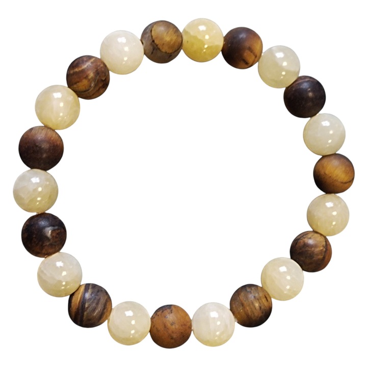 Brățară femei, ochi de tigru mat 8mm, citrin 8mm, pietre semiprețioase