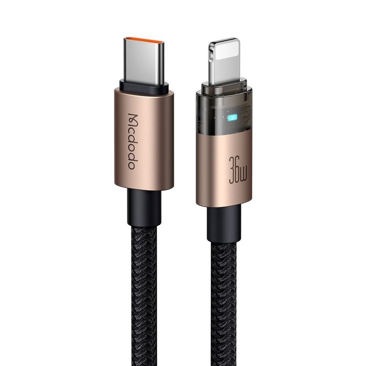 Kábel, USB-C – Lightning, átlátszó, 36W, 1.2m - Mcdodo (CA-6941) - Sivatagi arany