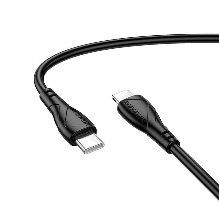 Cablu de Alimentare, USB-C / IP, 27W, 1m - Borofone Energy (BX121) - Black