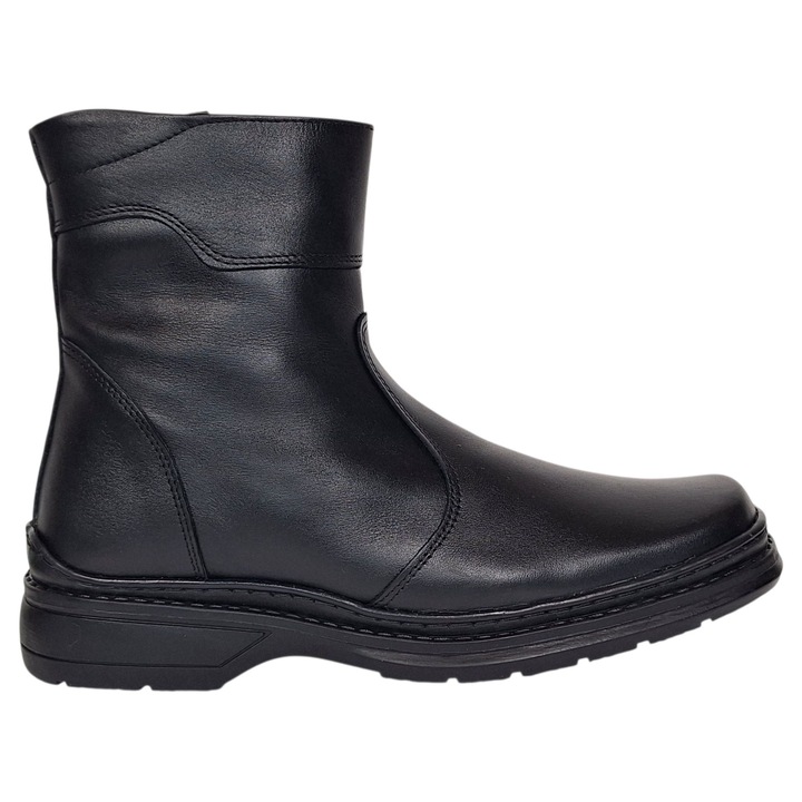 Ghete barbati casual din piele naturala cu fermoar 200745, Negru