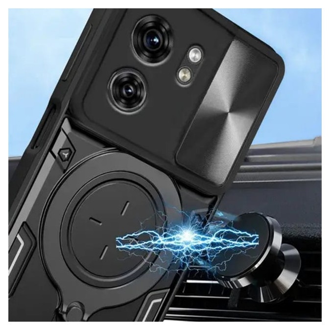 Husă spate Upzz CamGuard, suport, protecție avansată, negru, pentru Oppo A6 Pro 4G / A6 Pro 5G