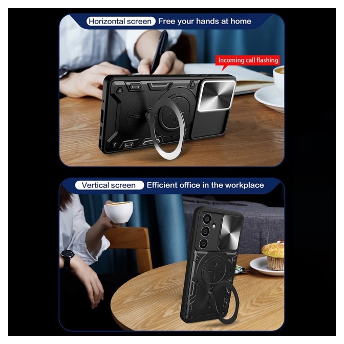 Husă spate Upzz CamGuard, suport, protecție avansată, negru, pentru Oppo A6 Pro 4G / A6 Pro 5G