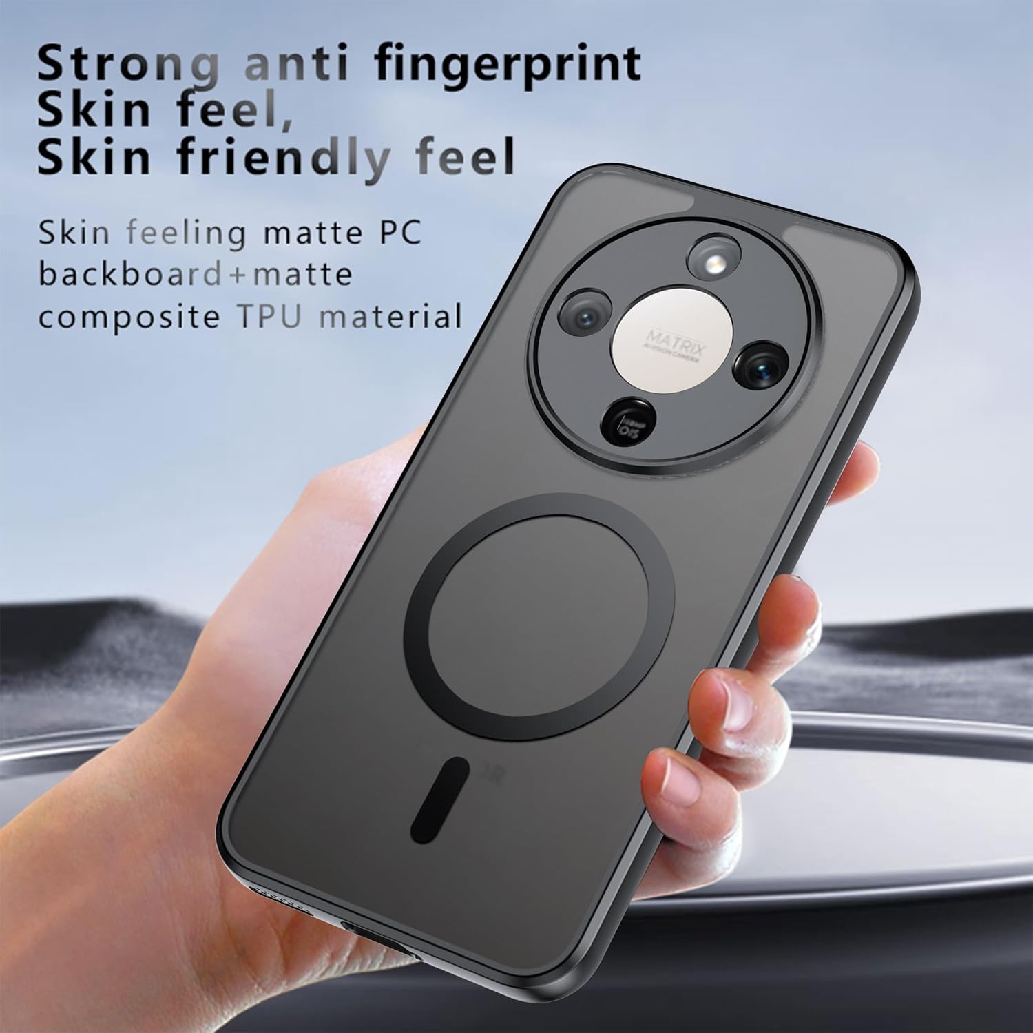 Husa premium pentru Honor Magic 8 Lite CareFree Defender, cu MagSafe, Design Slim & Protectie Completa, Never-Yellow, anti-amprente - negru mat