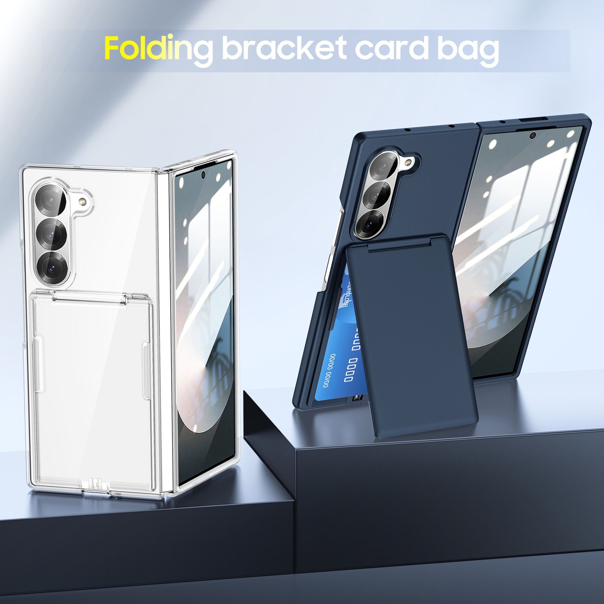Husa telefon Compatibila Samsung Galaxy Z Fold7, Tip Suport Carduri Pliabil, cu Suport, Antisoc, Alb Mat