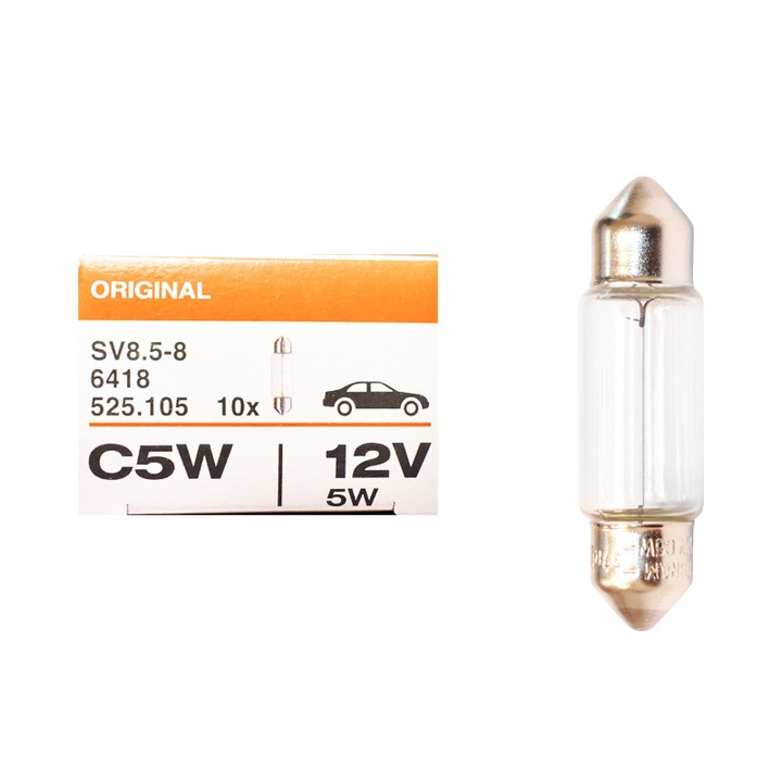 Set 10 Becuri Osram, 5W/12V, SV8.5-8