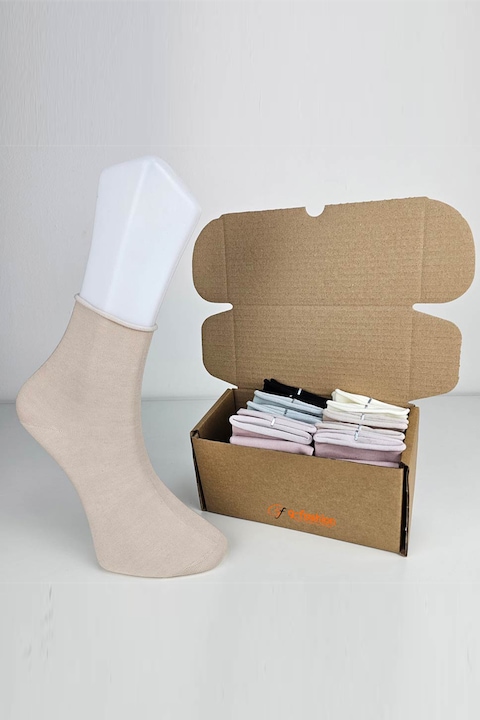 Set 10 Perechi Sosete Dama G-Fashion din Bambus, Fara Cusatura, Multicolor, Marime Universala 36-41