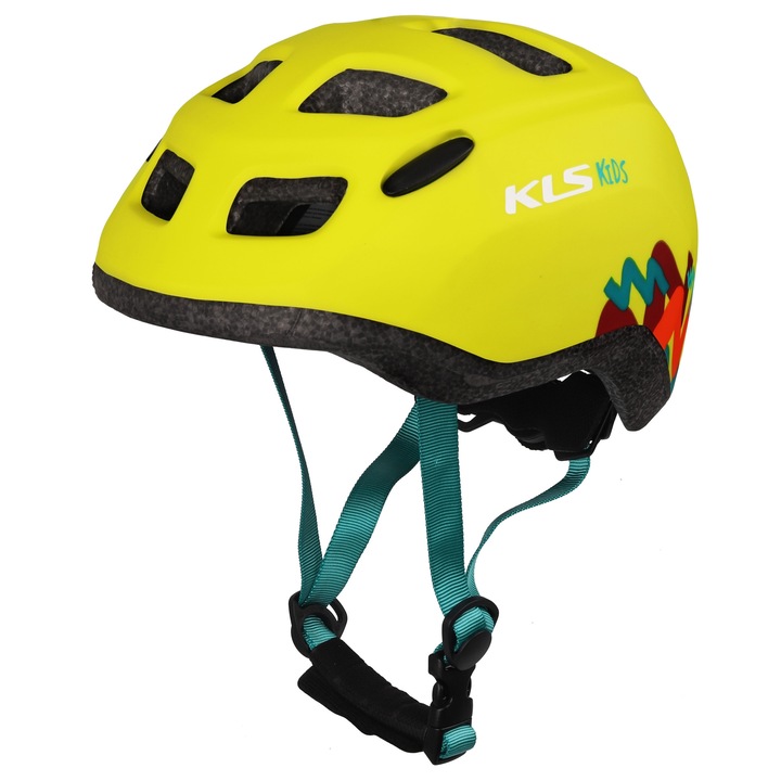Gyerek kerékpáros sisak, Kellys ZIGZAG, lime színű, XS méret (45-50cm), 8 szellőzőnyílás, kényelmes beállító rendszer