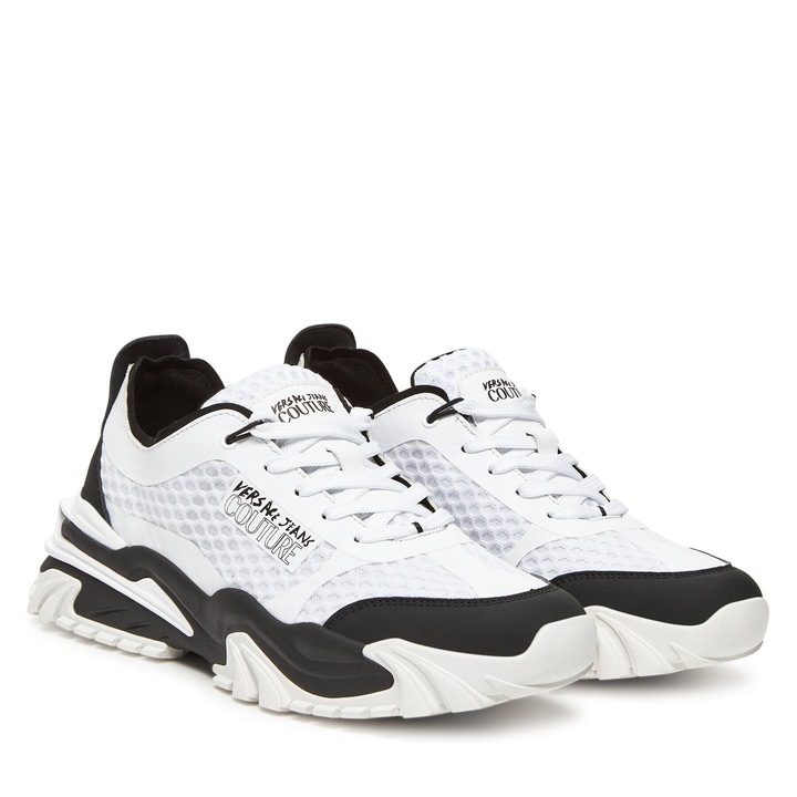 Мъжки кецове Versace Jeans Couture, бял/черен, екологична кожа