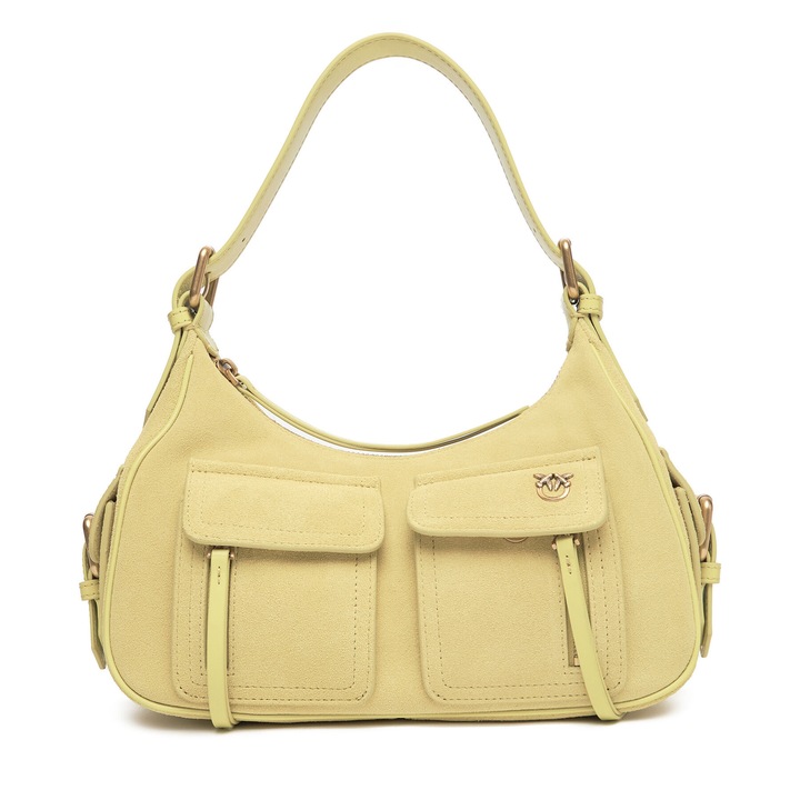 Geanta dama Pinko Green T59Q Cargo, piele naturala, culoare verde