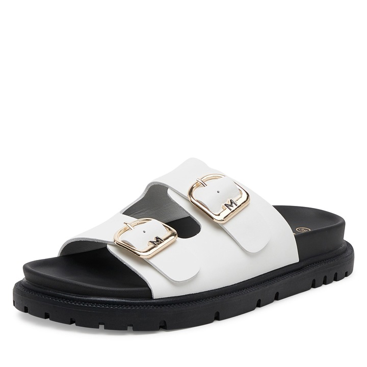 Slapi dama, Mexx, piele naturala, alb