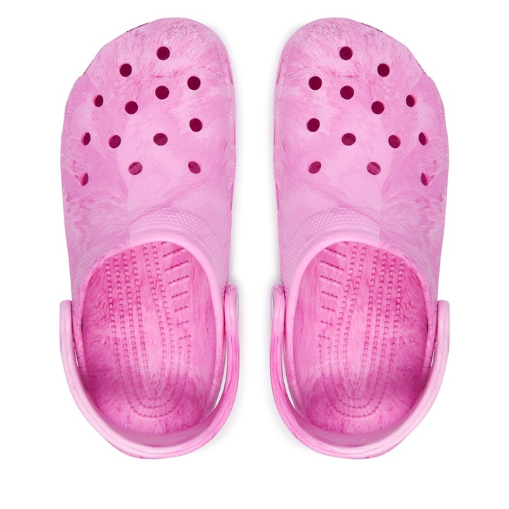Papuci dama Crocs Pink Swirl 7AV, roz, material watercolor