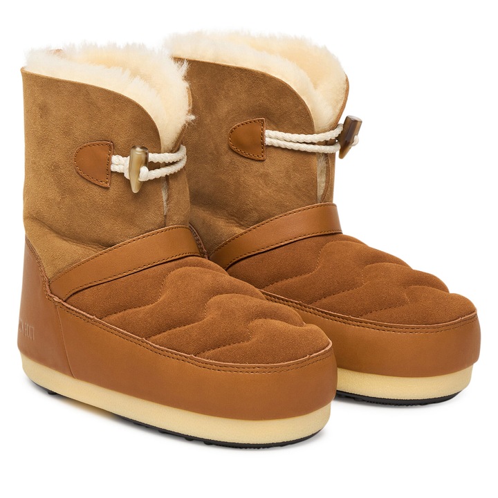 Ghete dama Moon Boot, Maro, piele naturala, pentru zapada