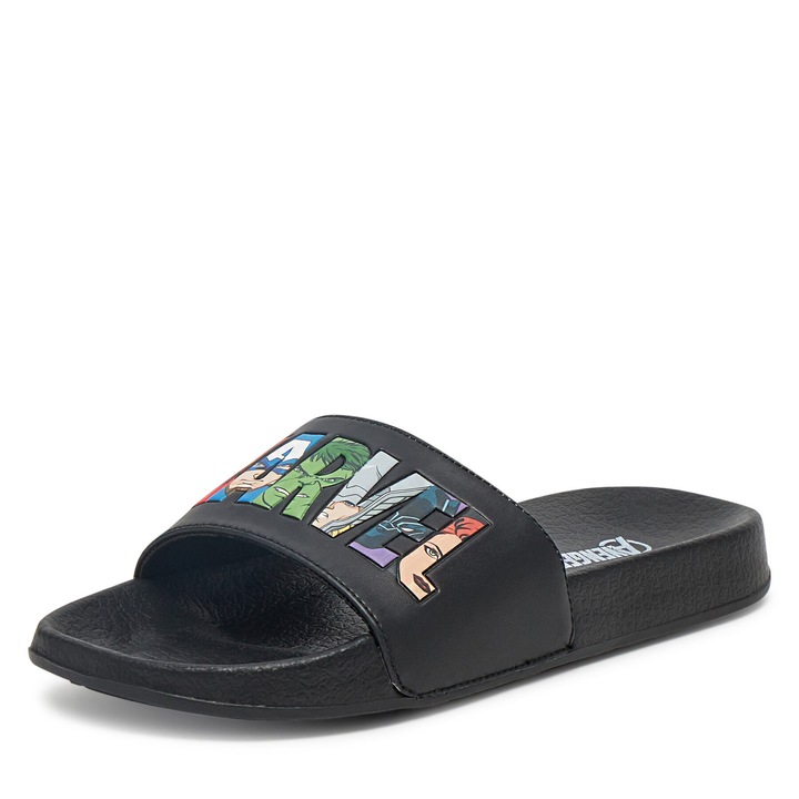 Papuci pentru baieti CEO-AW25-340AVMV, Avengers, Textil, Negru