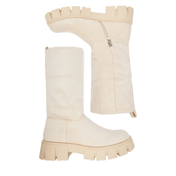 Botine dama 5628-1, DeeZee, Textil, Bej