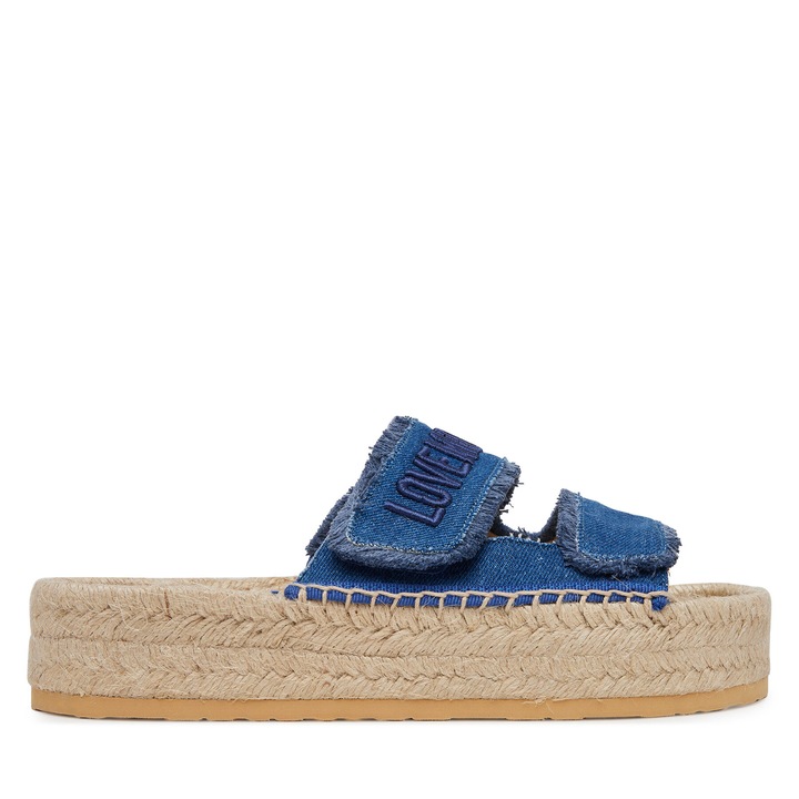 Női espadrilles, Love Moschino, textil, kék/bézs, 37 EU