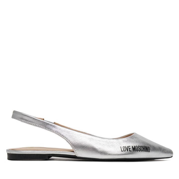 Női szandál, Love Moschino, természetes bőr, ezüst, 36 EU
