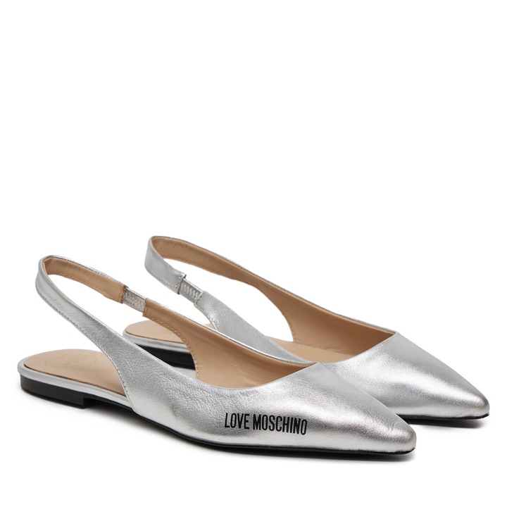 Női szandál Love Moschino, természetes bőr, ezüst