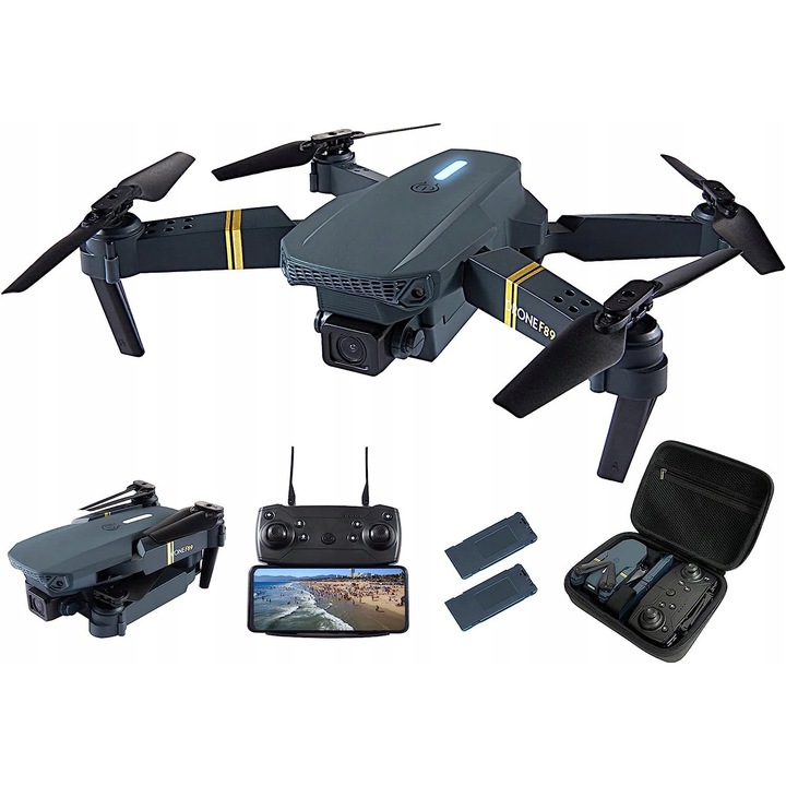 Drón CHUBORY F89, 1080P, 40+ perc repülési idő, WiFi kamera, sötétszürke, szett 2 akkumulátorral