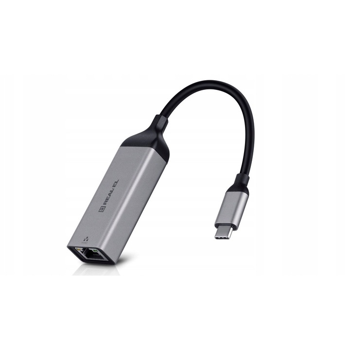 Адаптер USB-C Gigabit Ethernet REAL-EL CE-150, 1000 Mbit/s, 100 мм, 105x30x12 мм