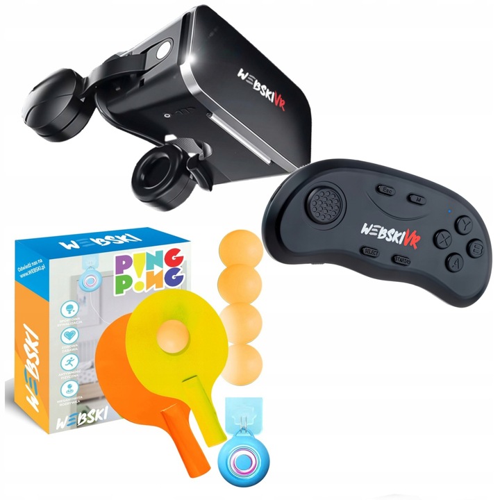 Ochelari VR Webski, set cu gamepad, 175x80mm, filtru de lumina albastra, pentru smartphone