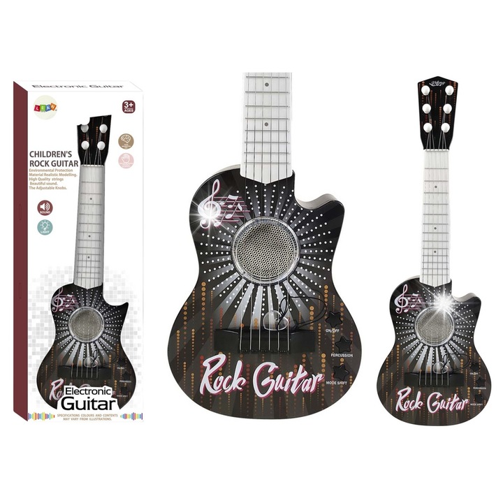 LEAN Toys elektromos gitár gyerekeknek, 6 húros, fényhatások, 53,5x17,5x6cm