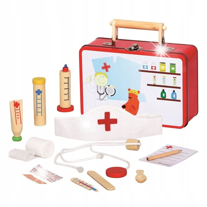 Комплект за игра на доктор, Bino, 20x13x7см, за деца 3+