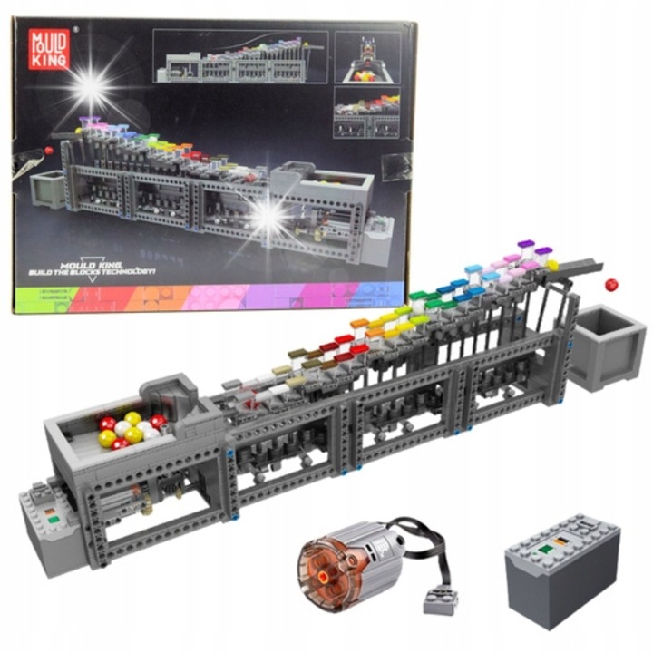 Комплект за механично конструиране с електрически мотор, 1038 елемента, LeanToys, 58,5x6x9,5см, различни цветове