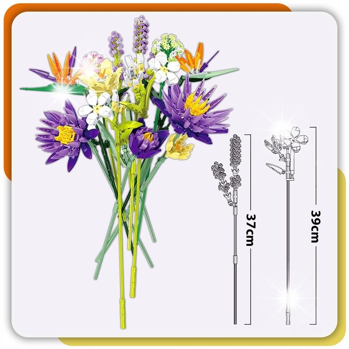 Конструктивен комплект Stator, 891 елемента, тропически цветя, 6 вида цветя, 30x22x6см