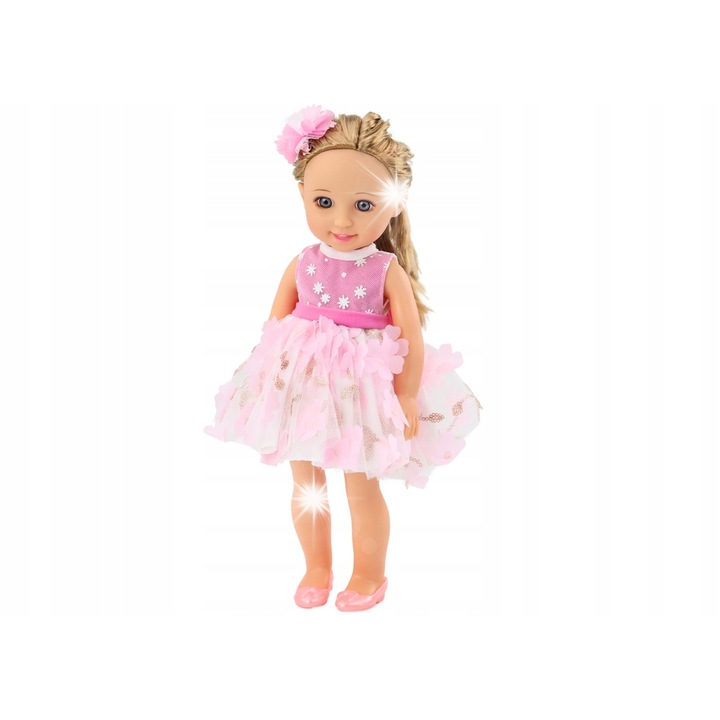 Lala roz, ruhás, Leantoys, 38cm, hosszú haj, kiegészítőkkel, 3 év feletti gyerekeknek