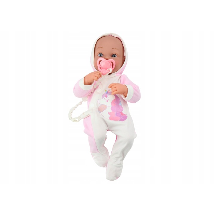 Babaróka cumisüveggel, LEAN Toys, unikornis, rózsaszín, 35 cm, takaróval