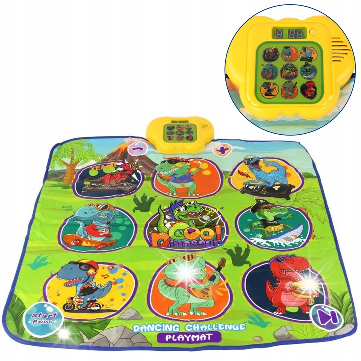 Interaktív Zenei Szőnyeg Dinoszauruszok, Woopie, 9 színes zóna, mérete 100x150cm