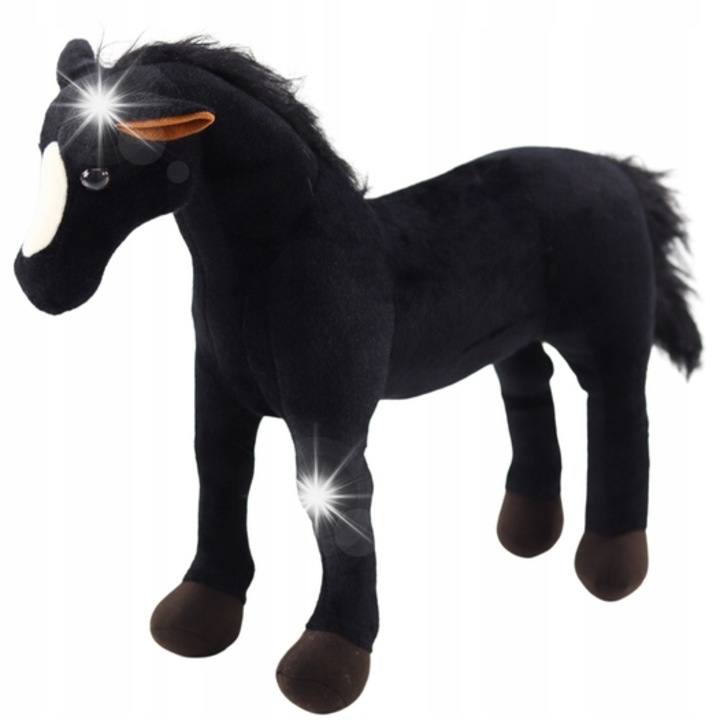 Плюшен кон, LEAN Toys, черен, 40x37см, за деца над 3 години