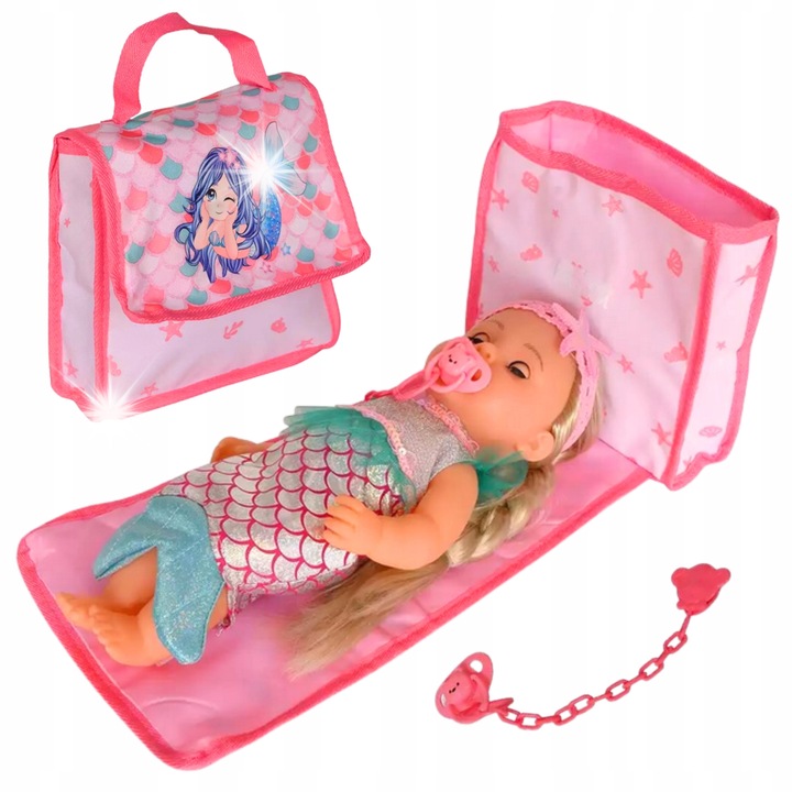 Woopie interaktív baba, Lalka Bobas, 36 cm, XXL szett, sellő, 18 az 1-ben