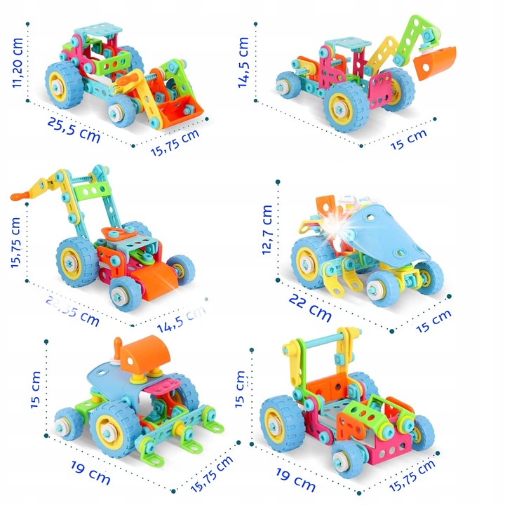 Комплект за конструиране 6в1, Woopie, 118 елемента, креативност, различни размери