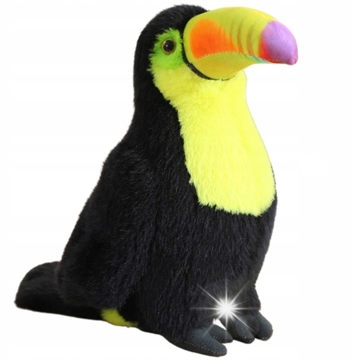 Плюшена играчка, LEAN Toys, тукан, 35 см, черен с жълти акценти