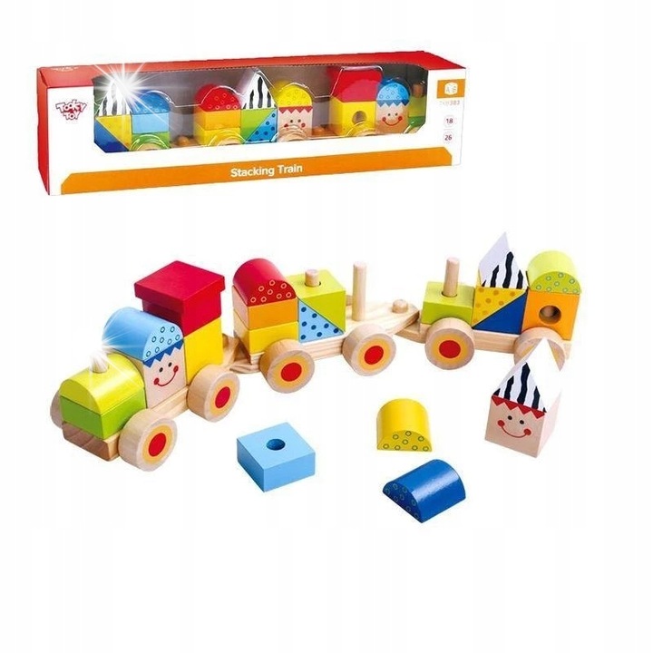 Játékvonat, 26 darabos, 2 vagon, többszínű, Tooky Toy