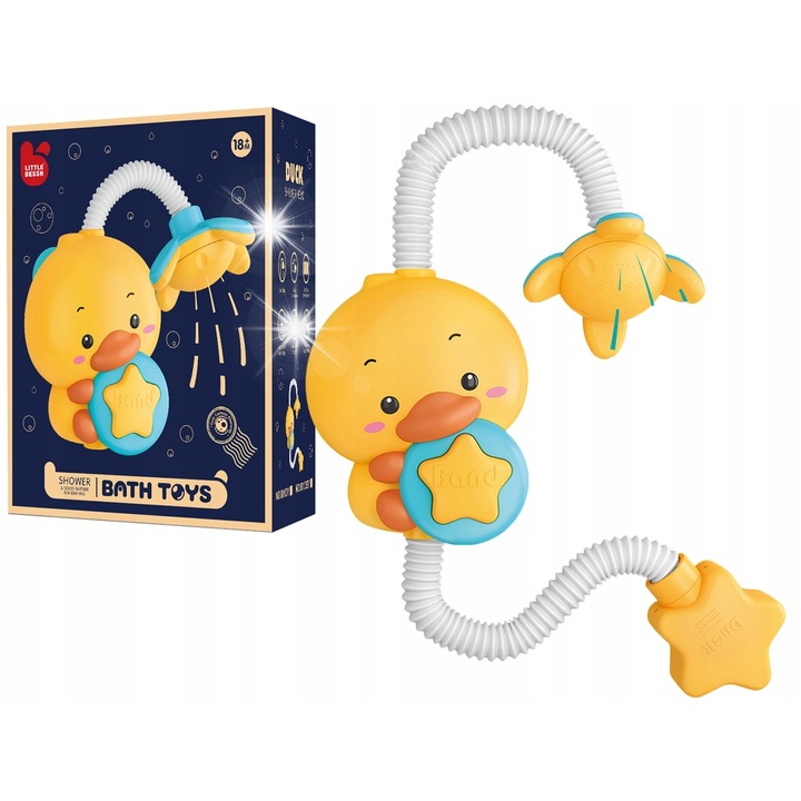 Fürdőjáték, LEAN Toys, kacsa zuhannyal, többszínű, 15x12x7cm