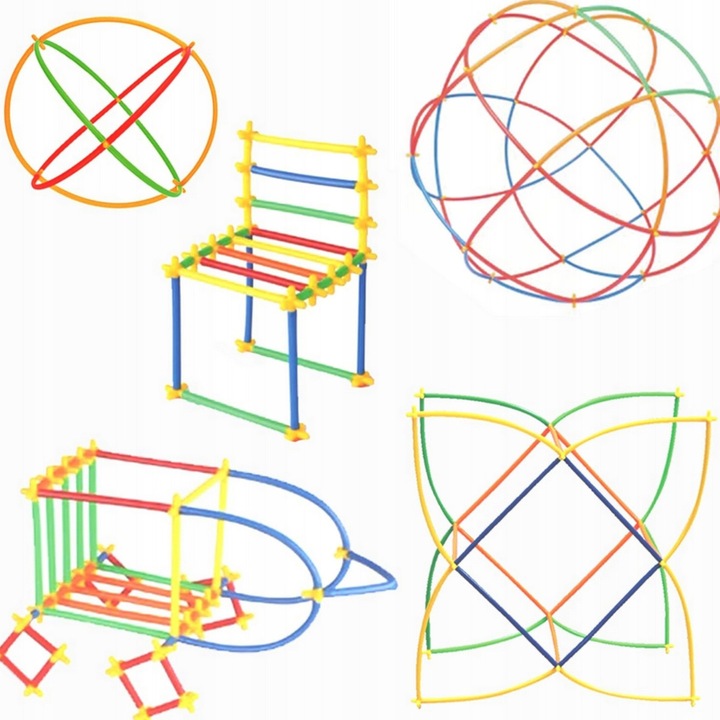 Комплект за конструиране Woopie, 1200 цветни сламки, различни цветове, за деца над 3 години